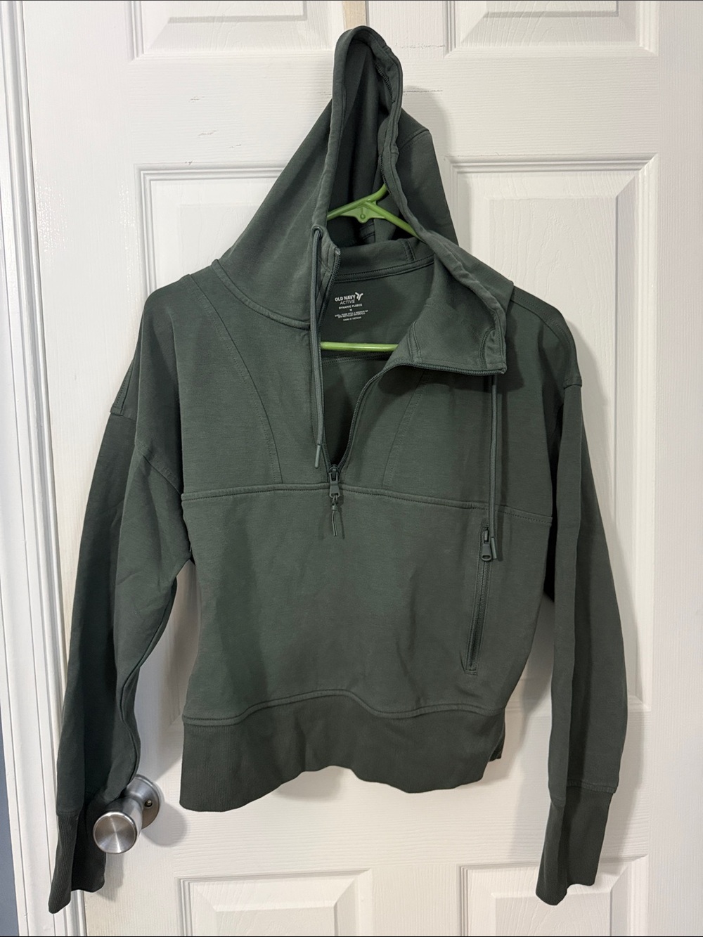 Hooded Quarter-Zip Sweatshirt - Olive Green